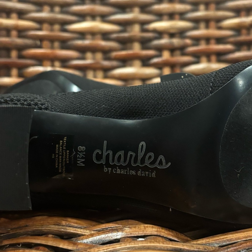 Charles By Charles David black mesh banker bootie heels shoe size 8.5. - Picture 6 of 16